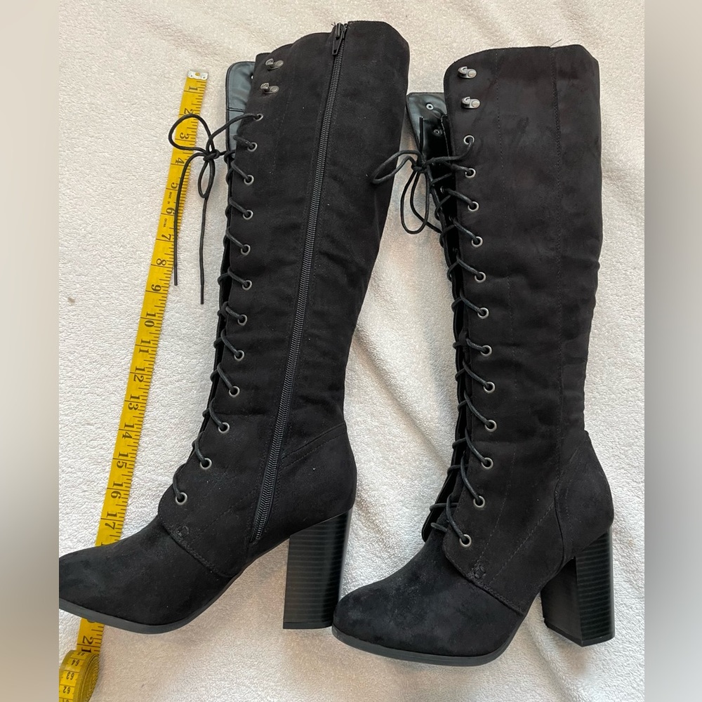 Women’s tall lace up faux suede boots